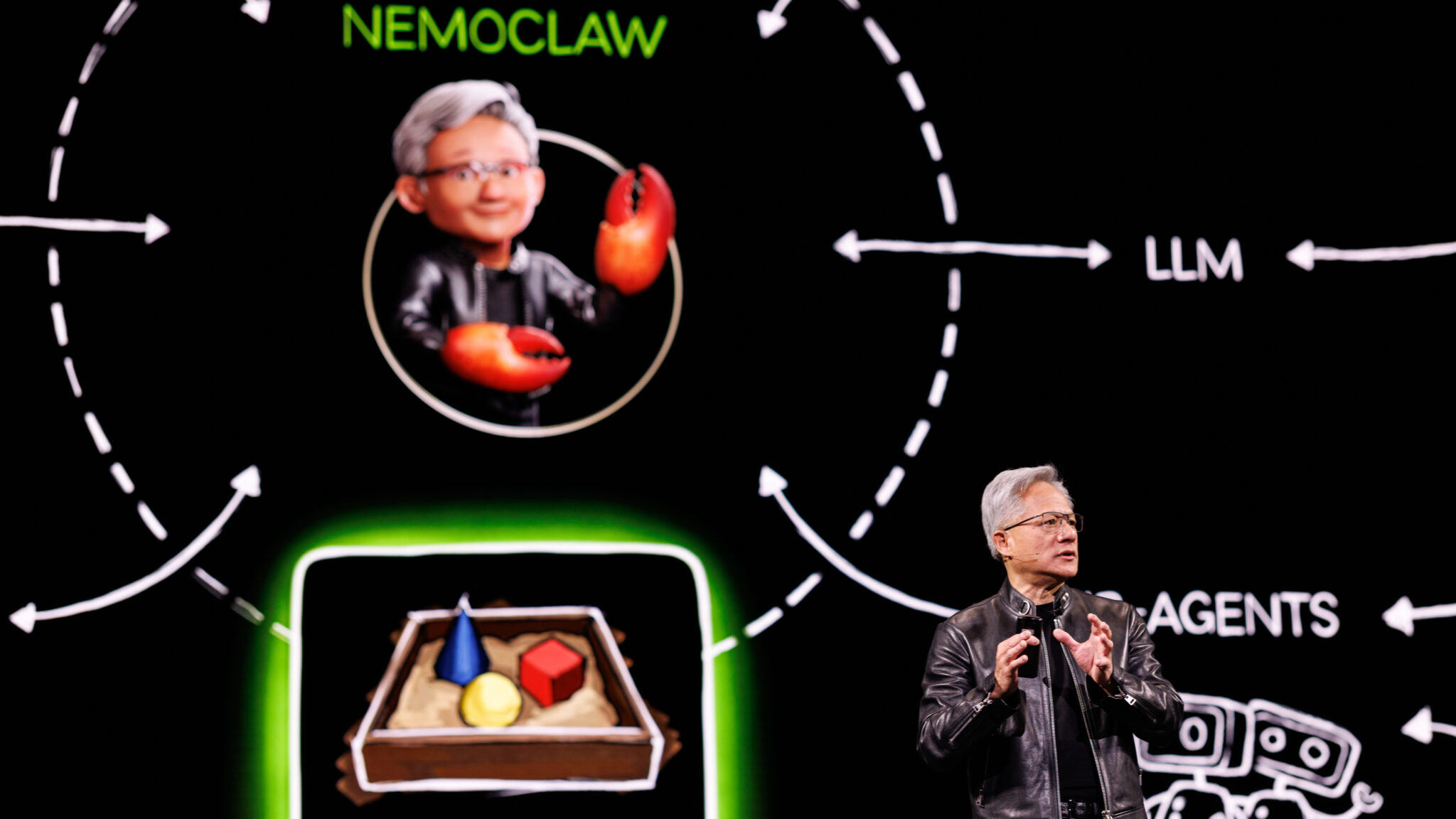 젠슨 황이 NemoClaw 에이전트 아키텍처를 설명하는 장면